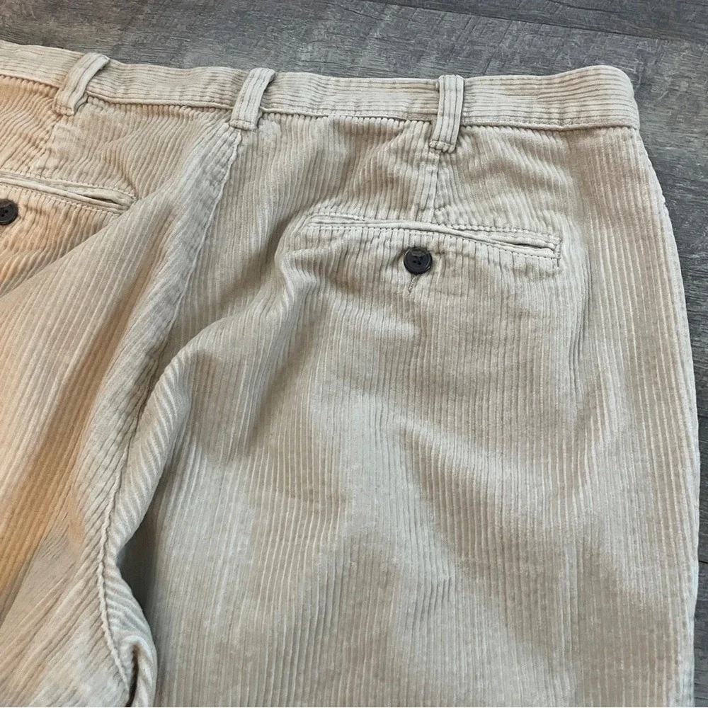 Field Gear Mens Tan Pleated Corduroy Pants‎ 36x30 Cuffed Straight Leg Cotton